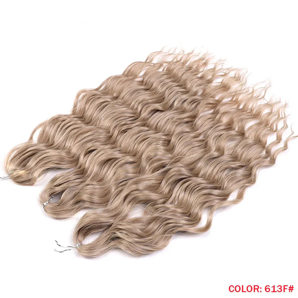24" Orange Twist Crochet Hair | Synthetic Deep Wave Braiding Hair Extensions | Water Wave Hair | Heat Resistant Fiber | 60 Strands/Pack