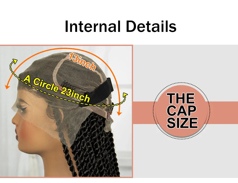 34" Knotless Box Twist 360° HD Full Lace Wig | Baby Hair | Twisted Braids | Black Women