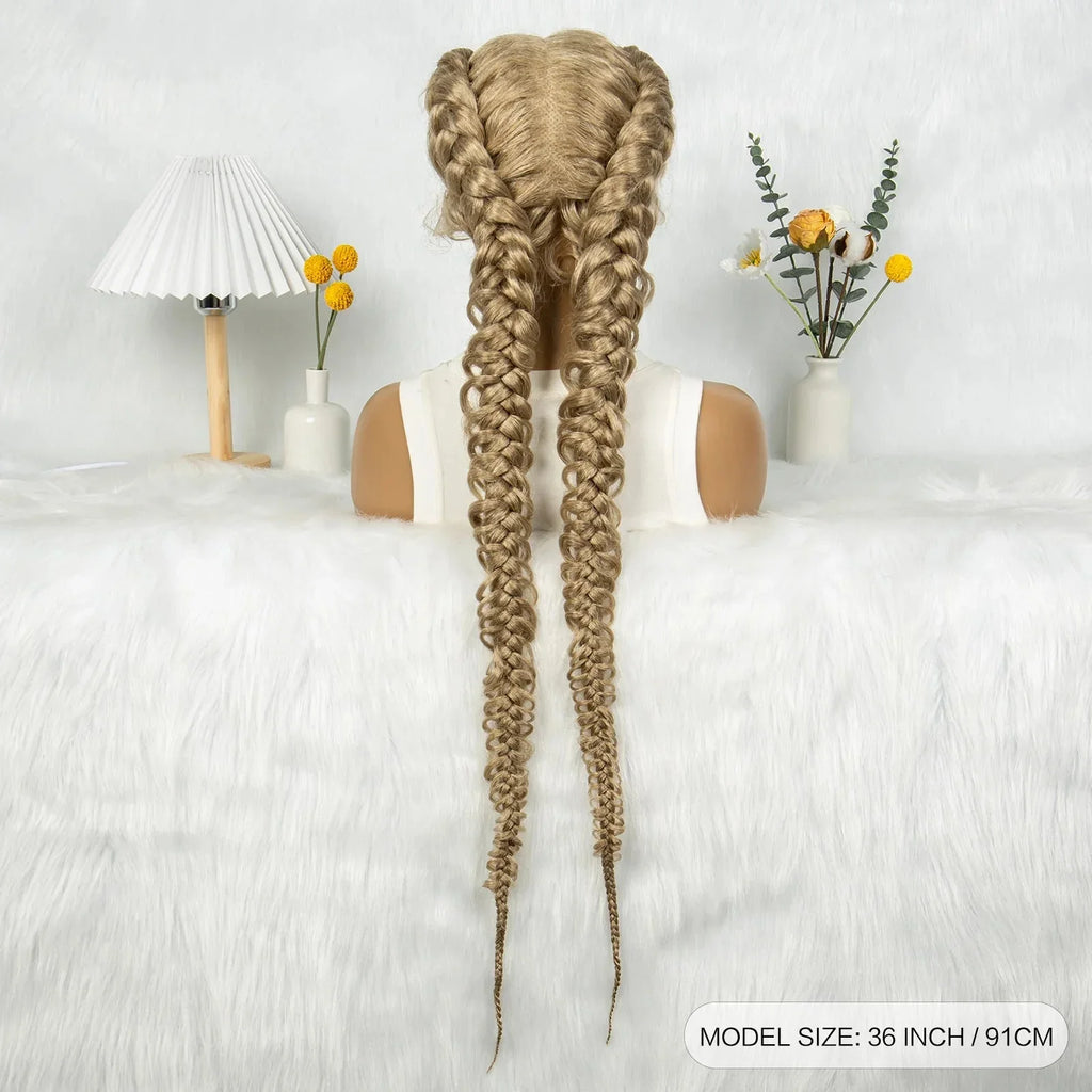 36" Twisted Braids Lace Front Wig | 13x1 | Senegalese Twist | Baby Hair | Handmade Synthetic Braids