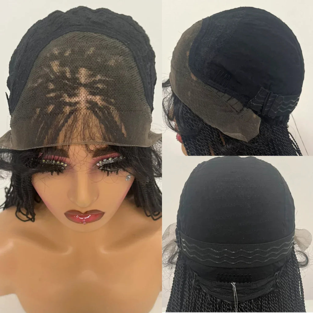 28" Micro Twist Braiding Lace Wig | Senegalese Twist Style | Transparent Lace Front Wig | Kanekalon Hair