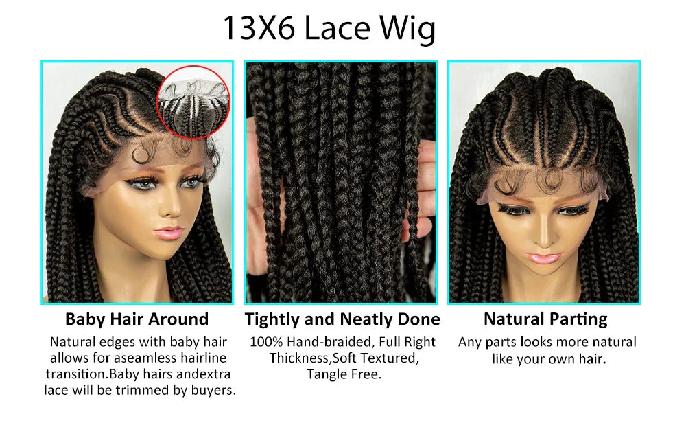 13x6 Lace Front Faux Locs Braided Wig | Crochet Braids | Synthetic Locs | Black Women