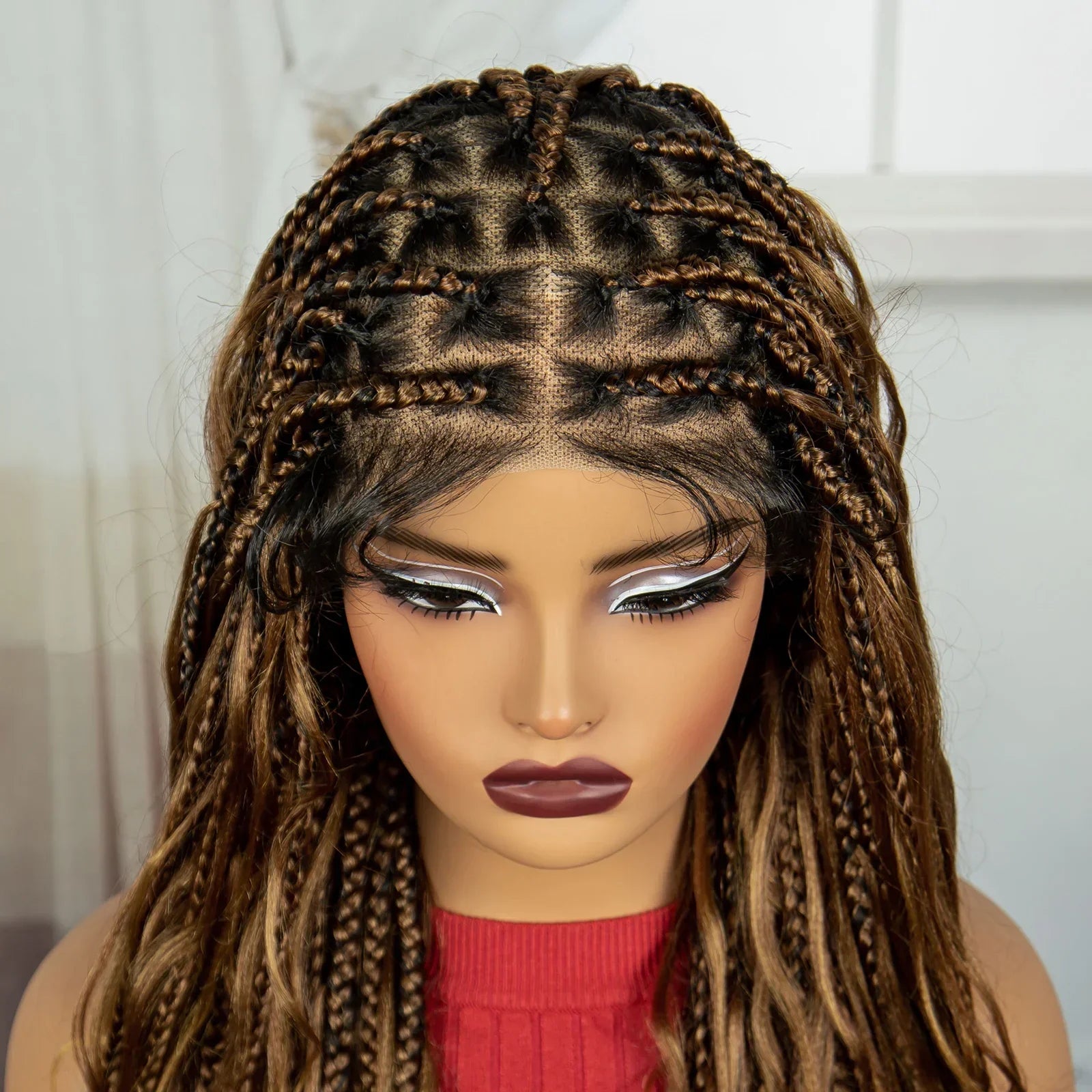 34" Boho Knotless Box Braids Wig | HD Full Lace | Ombre Twist | Baby Hair