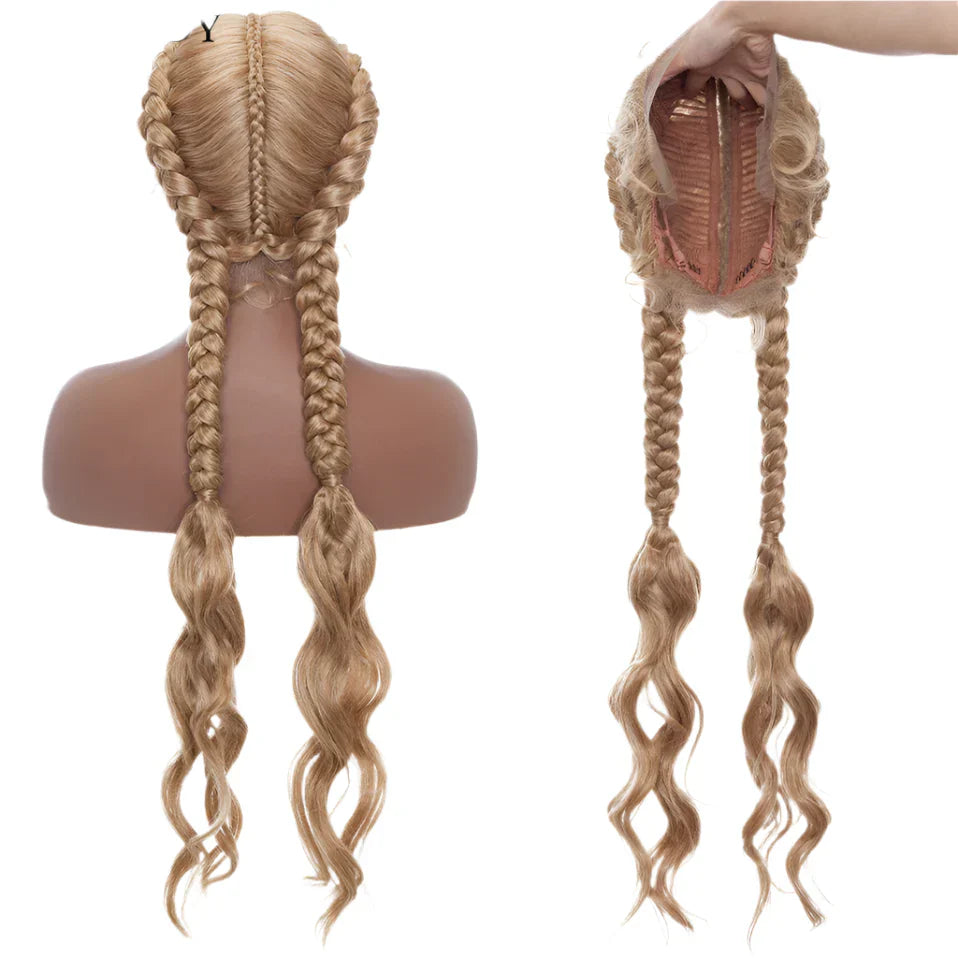 26" Dutch Braids Lace Front Wig | My-Lady Cornrow Afro Wig | Synthetic African Braided Wig | Wavy Texture