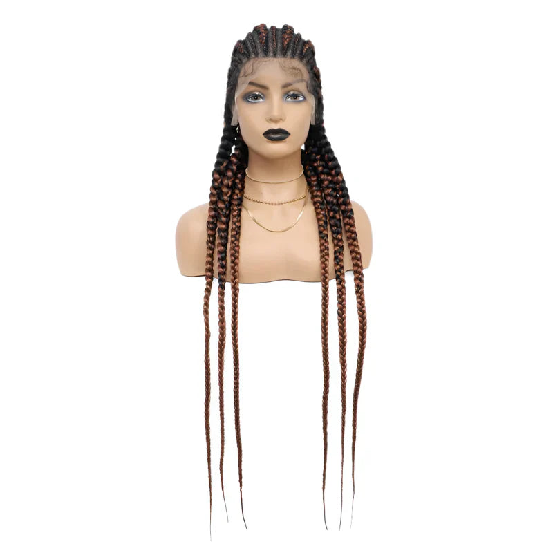 36" Jumbo Knotless Box Braids Wig | Incoo Full Lace Cornrow Wig | Transparent Lace | African Braided Hair