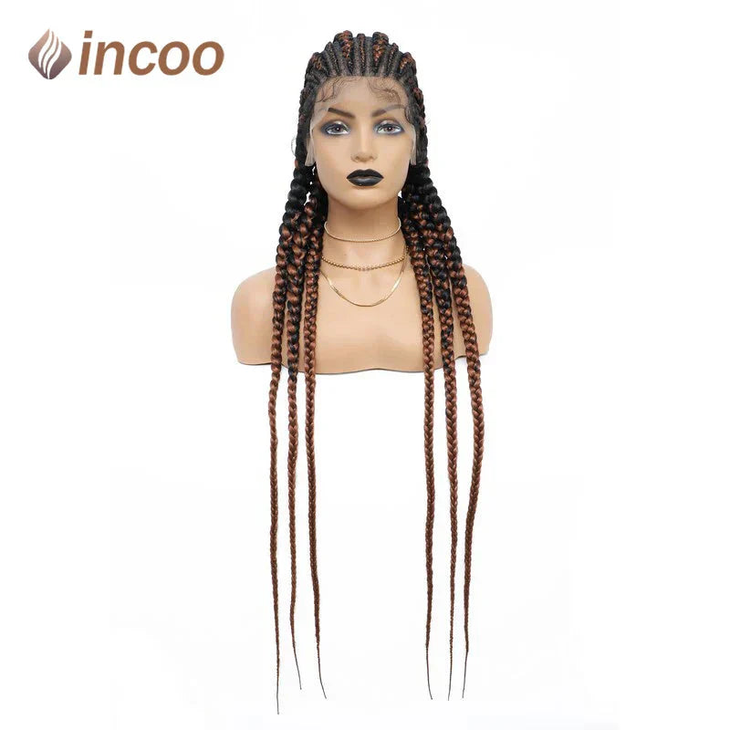 36" Jumbo Dutch Twins Cornrows Wig | Full Lace Front | Synthetic Braids | Black Women