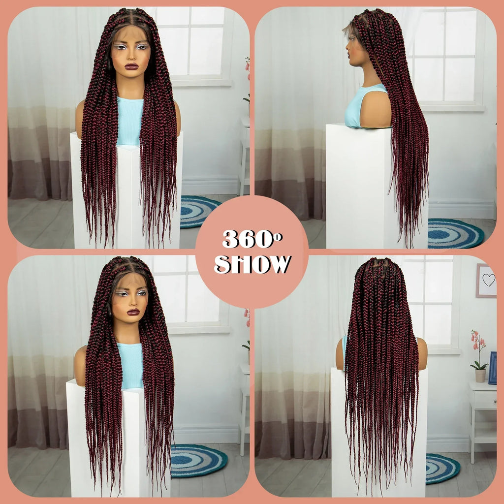 36" Knotless Box Braids Wig | Full Lace | Baby Hair | Natural Look
