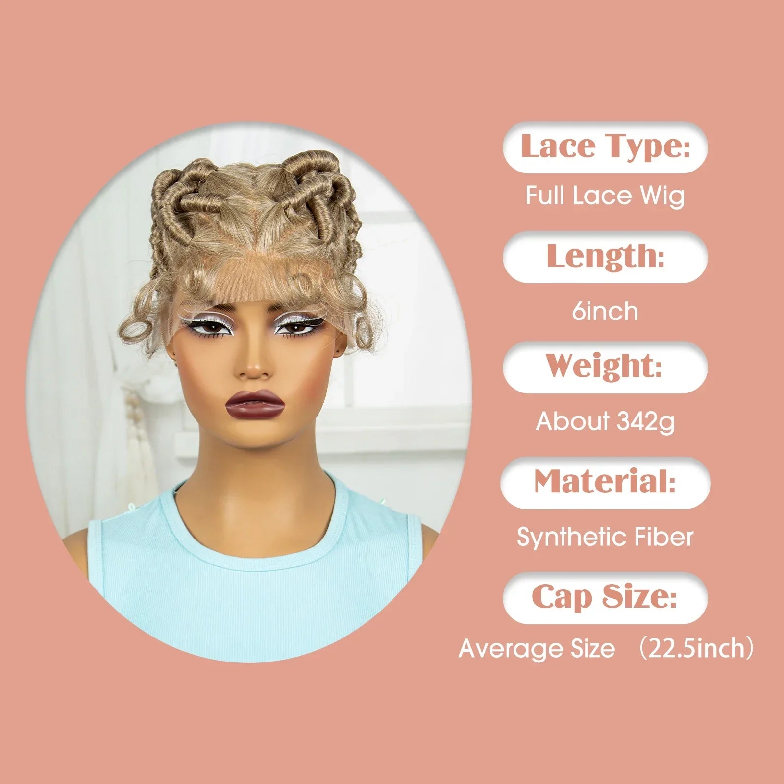 613 Blonde Short Handmade Bantu Knotless Braids Wig | Full Lace