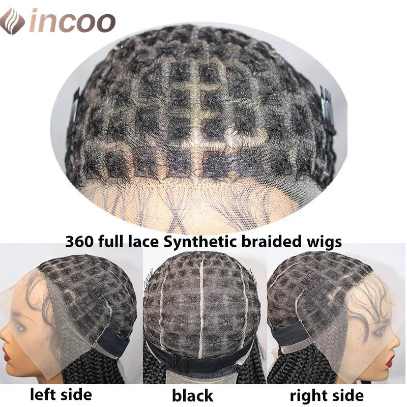 36" Small Box Braids Wig | Full Lace | Cornrows & Knotless Braids | Transparent Lace