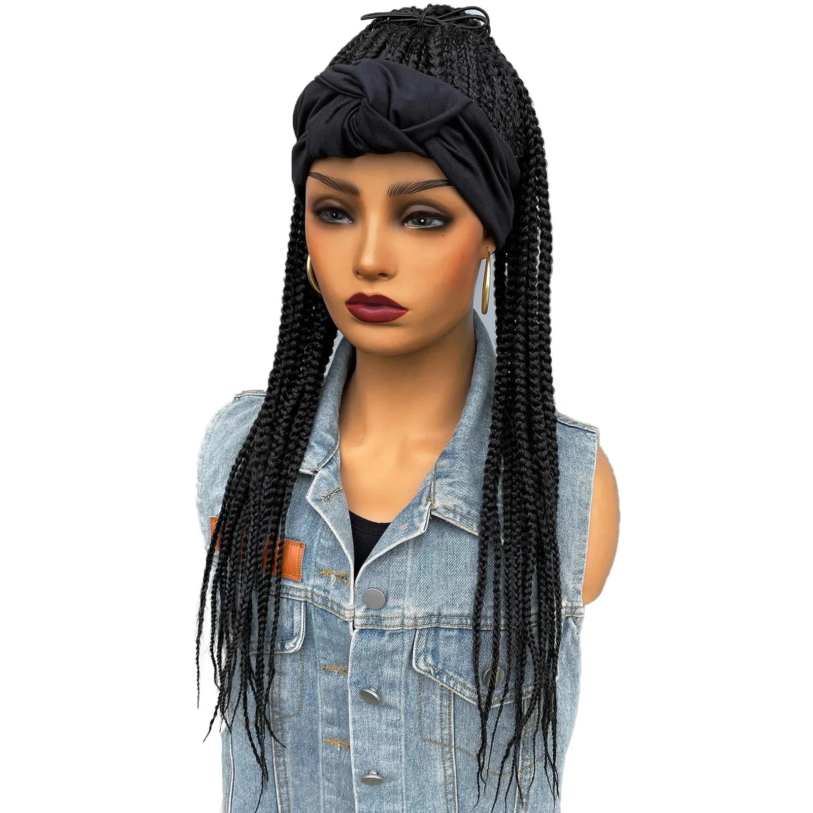 26" Twist Cornrow Headband Wig | Crochet Braids | Long Straight Synthetic