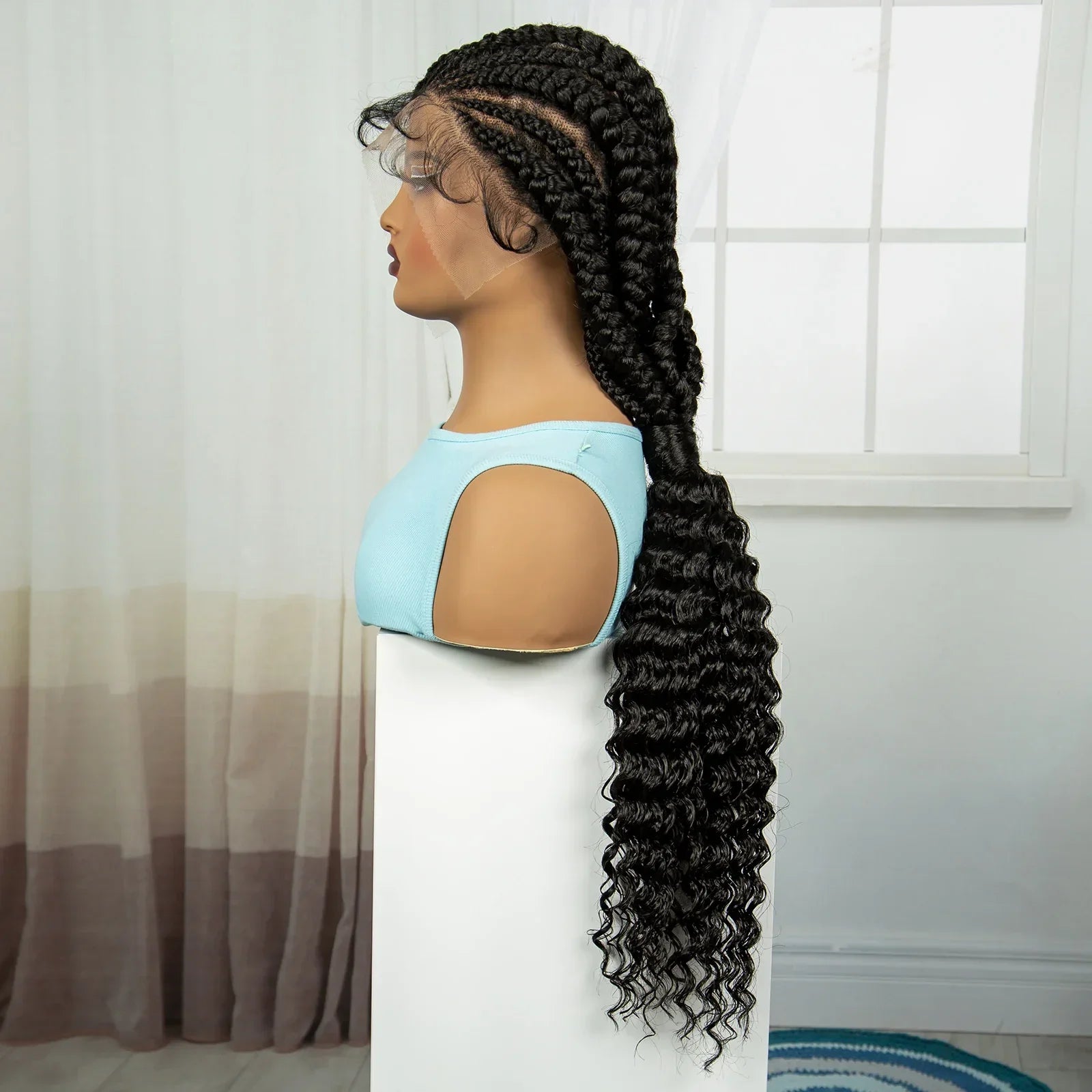 30" Cornrow Knotless Ponytail Braids Wig | Full Lace Frontal
