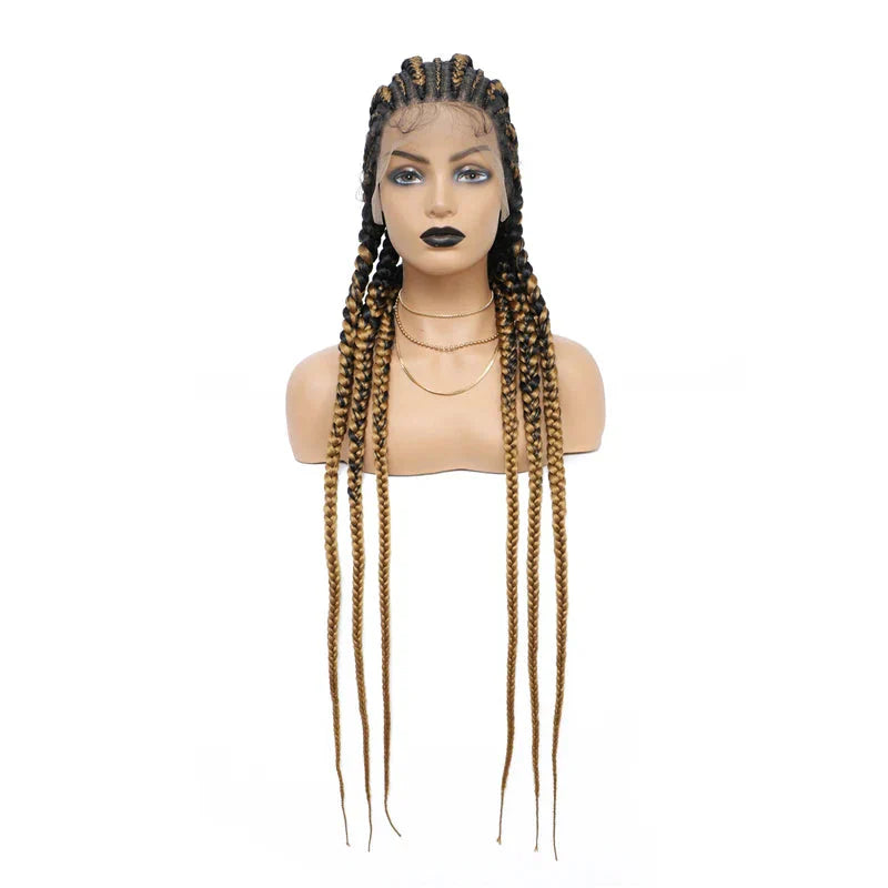 36" Cornrow Knotless Braids Wig | 360 Full Lace | Baby Hair | Synthetic