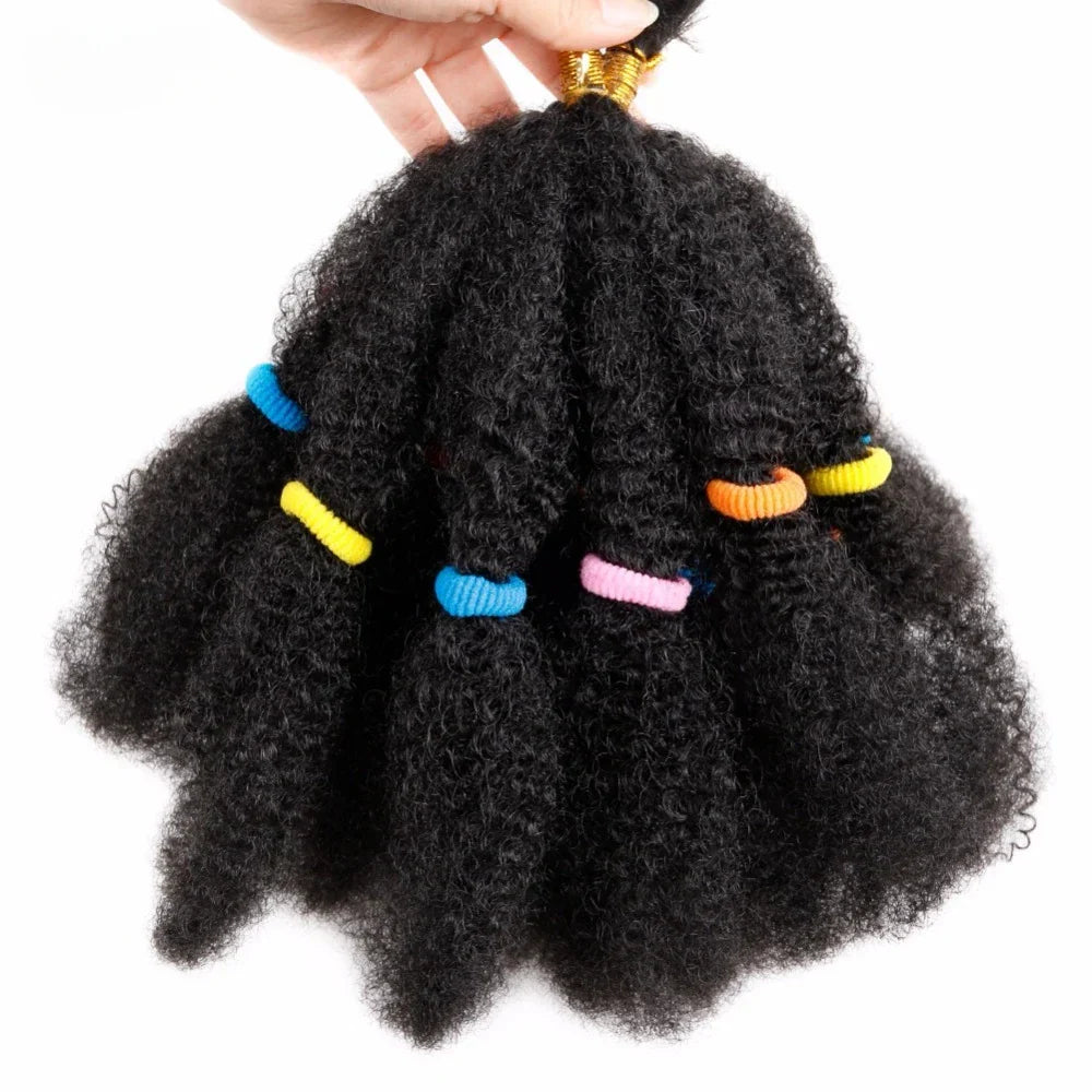 12" Frosted Afro Kinky Bulk Synthetic Hair for Crochet Braids | Short Curly Hair Extensions