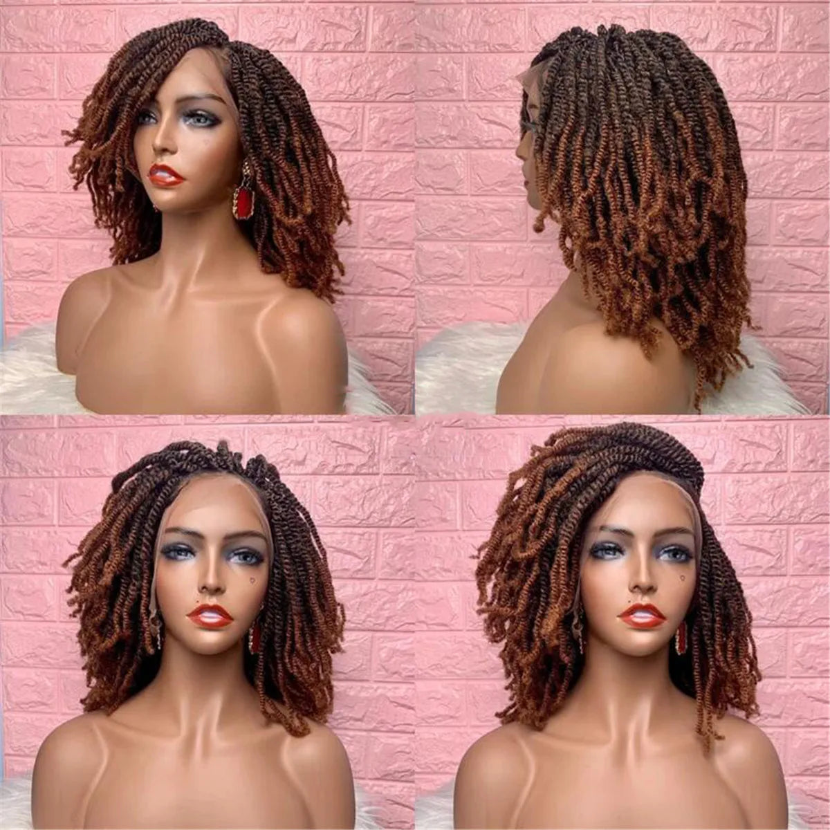 14" Nubian Kinky Twist Braided Wig | Full HD Lace | Afro Twist Wig | 4C Texture | Spring Twist | Cosplay Wig