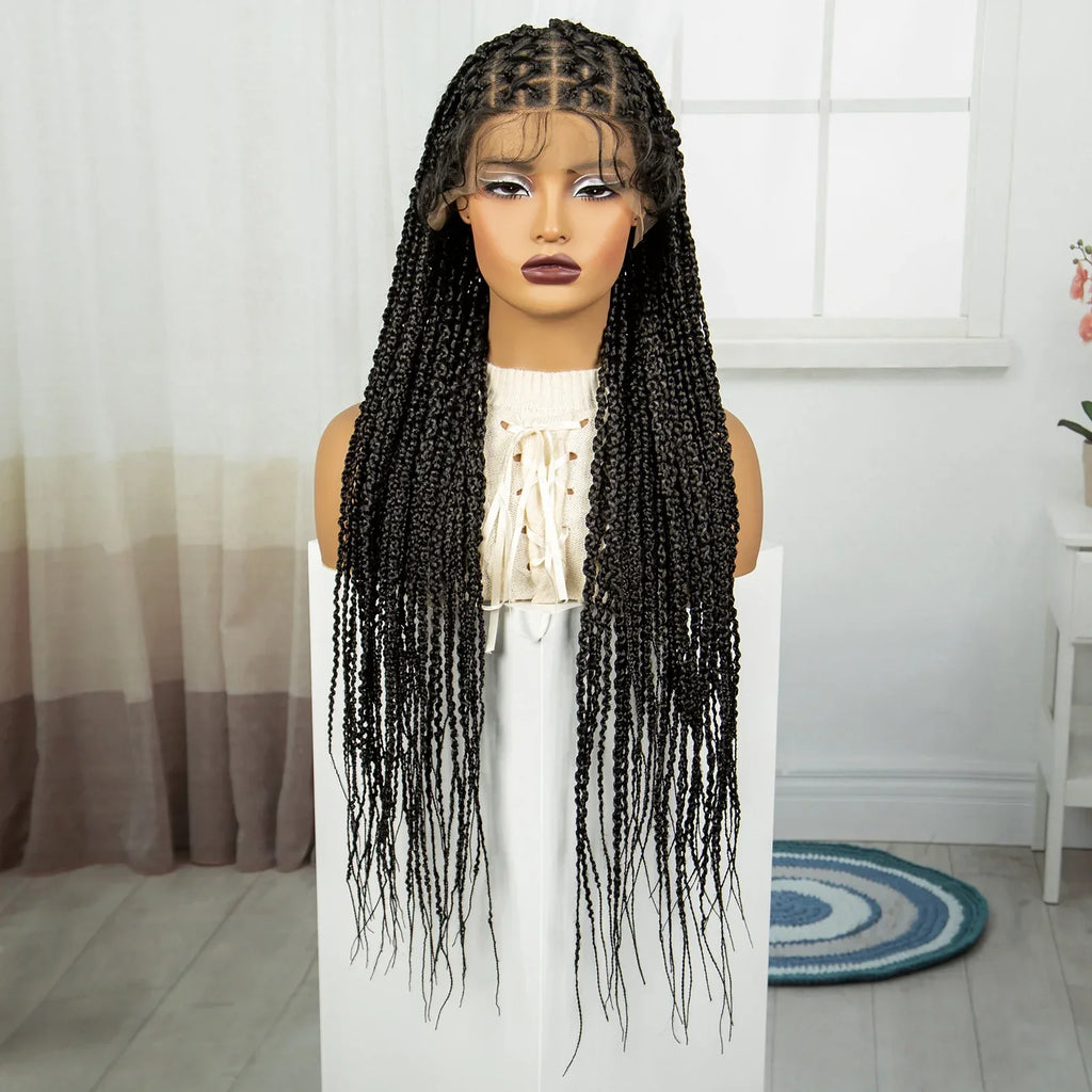 36" Cornrow Knotless Box Braids Wig | Full Lace Frontal | Baby Hair