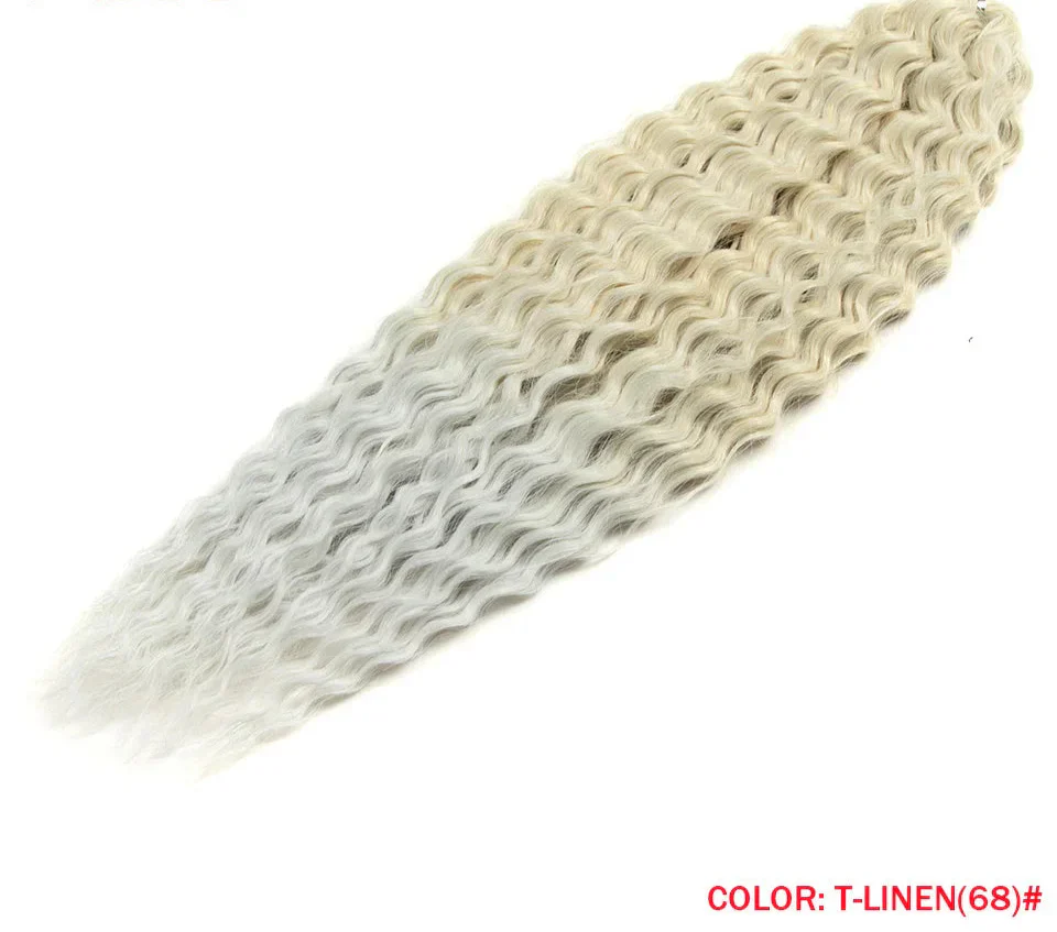24" Water Wave Crochet Hair | Ombre Blonde Brown | Curly Twist Braids | Synthetic Braiding Hair Extensions | 60 Strands