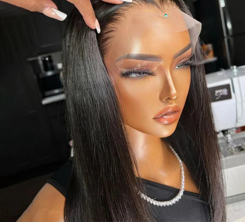 32 Inch Bone Straight T-Part Lace Front Wig | Transparent & Pre-Plucked Brazilian Remy Human Hair