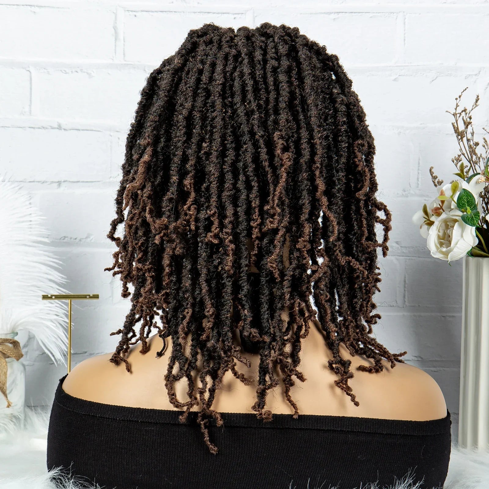 14" Knotless Butterfly Locs Lace Front Wig | Synthetic Dreadlock Braids | Black Women