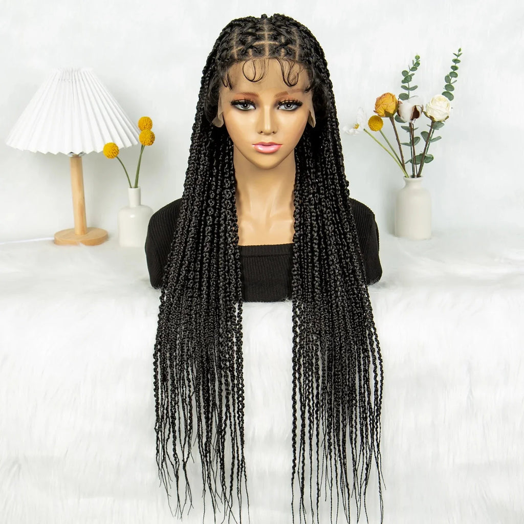 36" Criss Cross Braided Wig | Full Lace | Baby Hair | Large Cap | Synthetic Braids