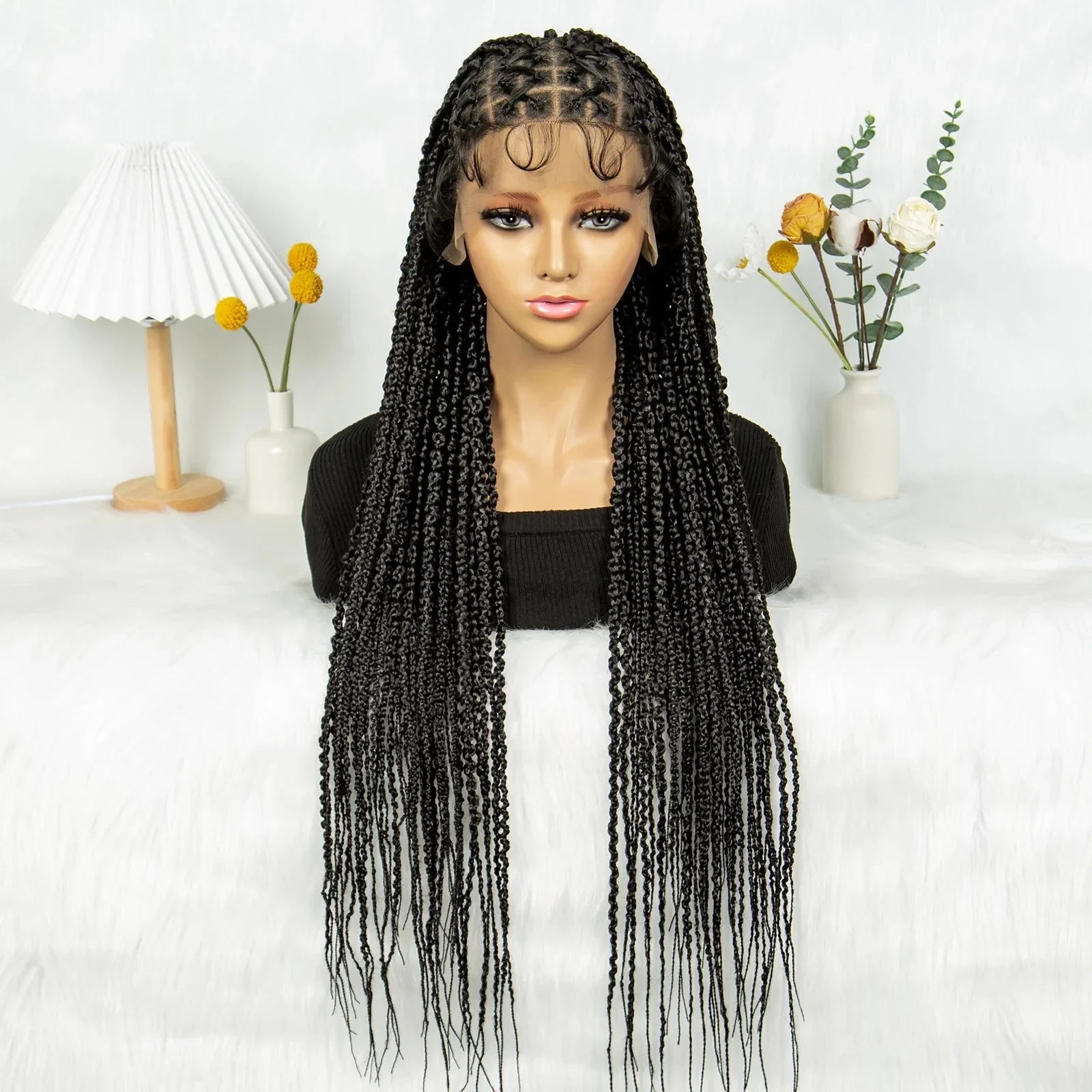 36" Criss Cross Braided Wig | Full Lace | Baby Hair | Large Cap | Synthetic Braids