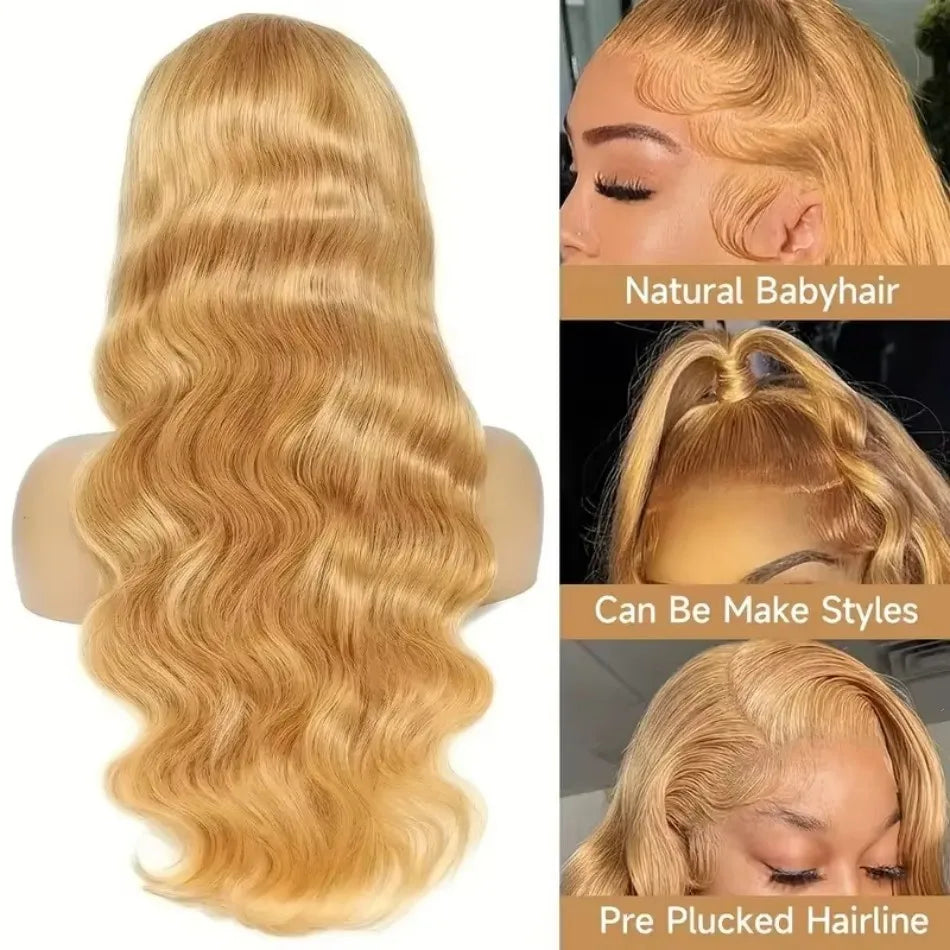 #27 Honey Blonde Body Wave Human Hair Wig | 200% Density 13x6 HD Transparent Lace Frontal & 13x4 Lace Frontal (Pre-Plucked)