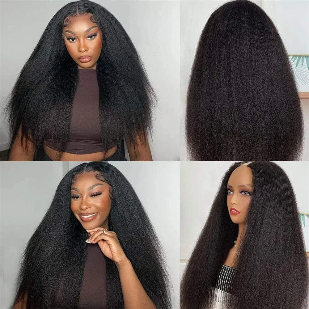 22-Inch Kinky Straight U-Part Wig | Glueless V-Shape Human Hair