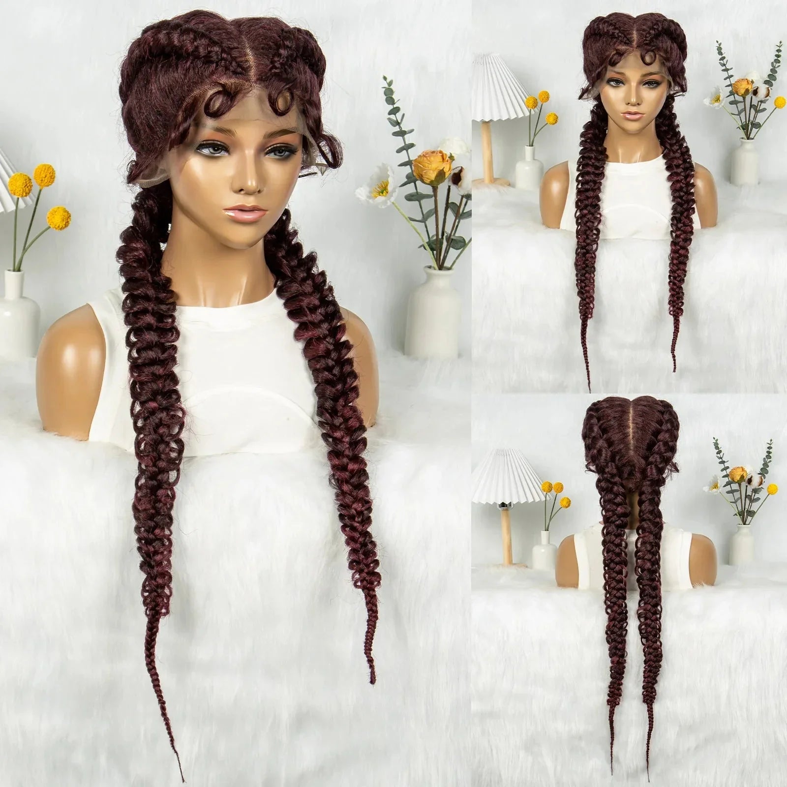 36" Twisted Braids Lace Front Wig | 13x1 | Senegalese Twist | Baby Hair | Handmade Synthetic Braids