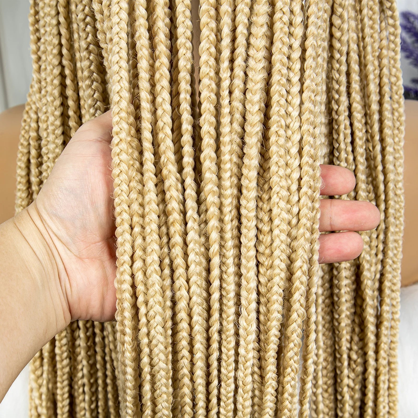 613 Blonde Box Cornrow Braided Wig | HD Full Lace Knotless Braids Wig | Synthetic Braiding Wig for Black Women