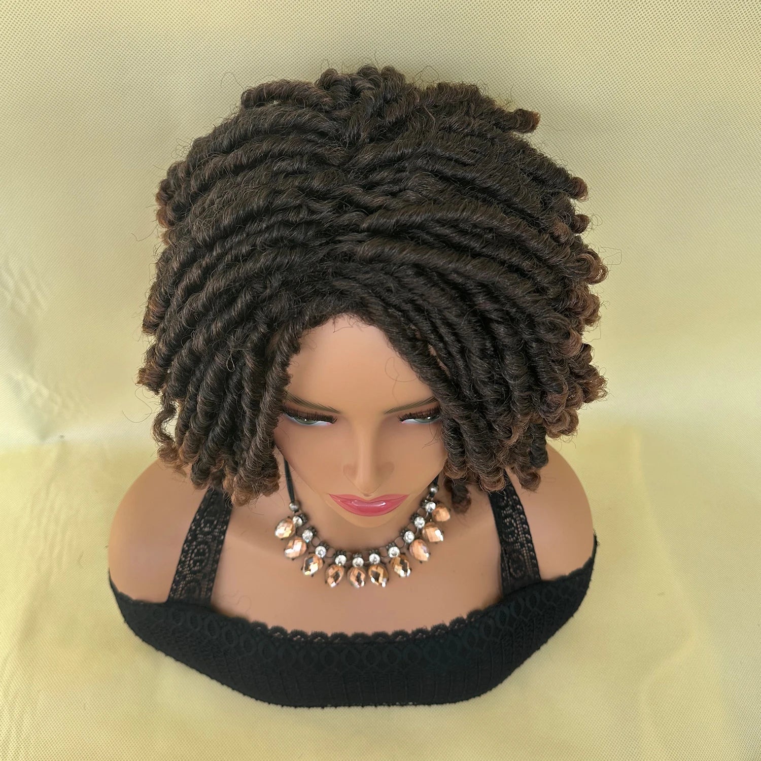 Afro Bob Faux Locs Wig | Crochet Twist Braids | Short Dreadlocks Wig | Synthetic Braided Wig