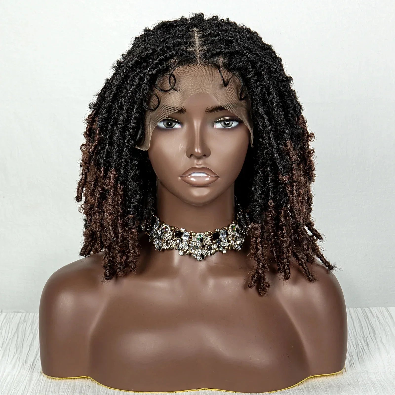 14 Inch Butterfly Locs Bob Wig | Transparent Lace Front Synthetic Braiding Hair (Crochet Braids)