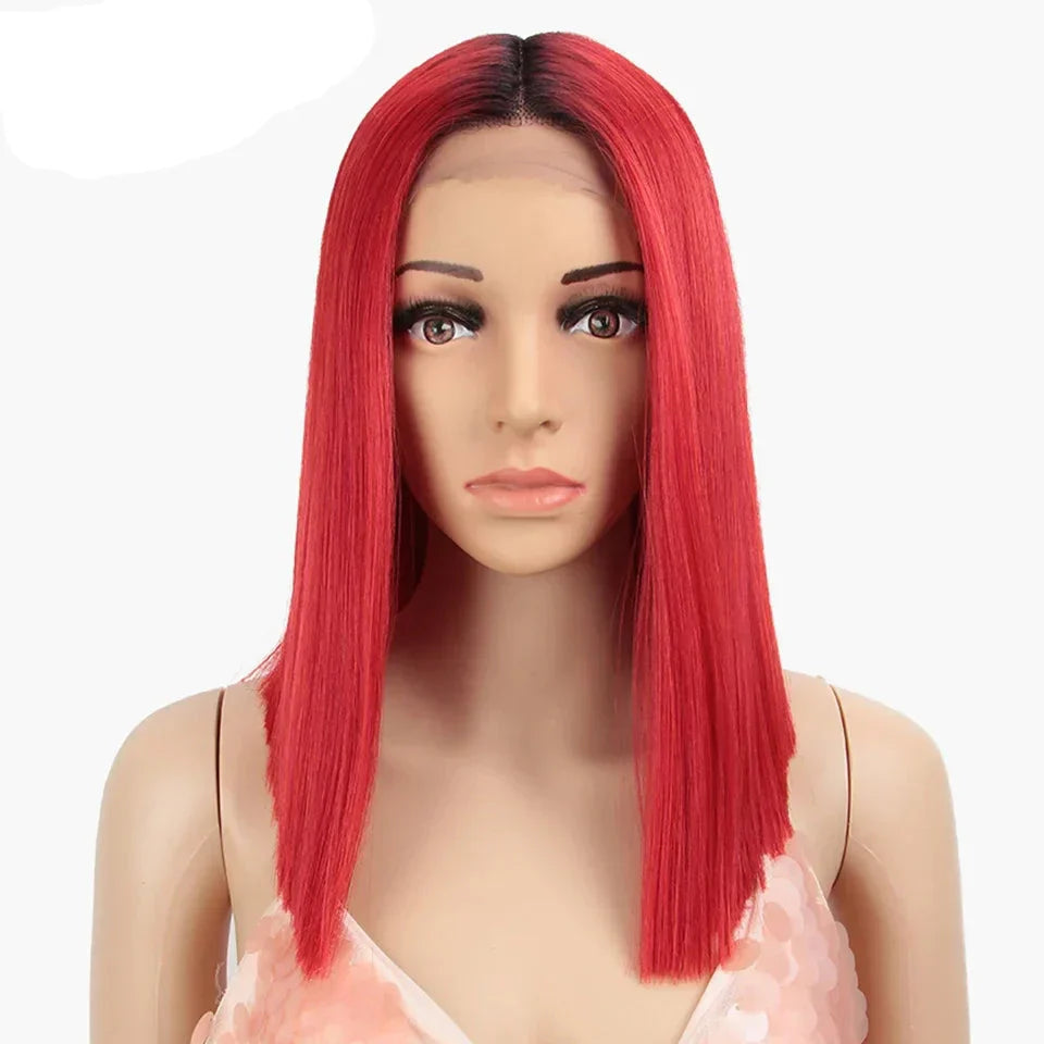 10 Inch Ombre Brown Straight Short Bob Wig | Synthetic Lace Front Wigs for Women (Heat Resistant Fiber, Cosplay & Daily Use)