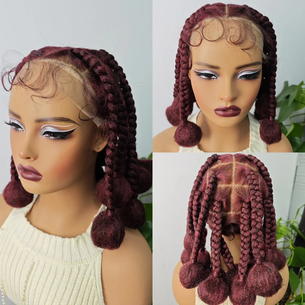 12" Ginger Orange Knotless Box Braiding Wig | Transparent Lace Front Synthetic Hair with Baby Hair