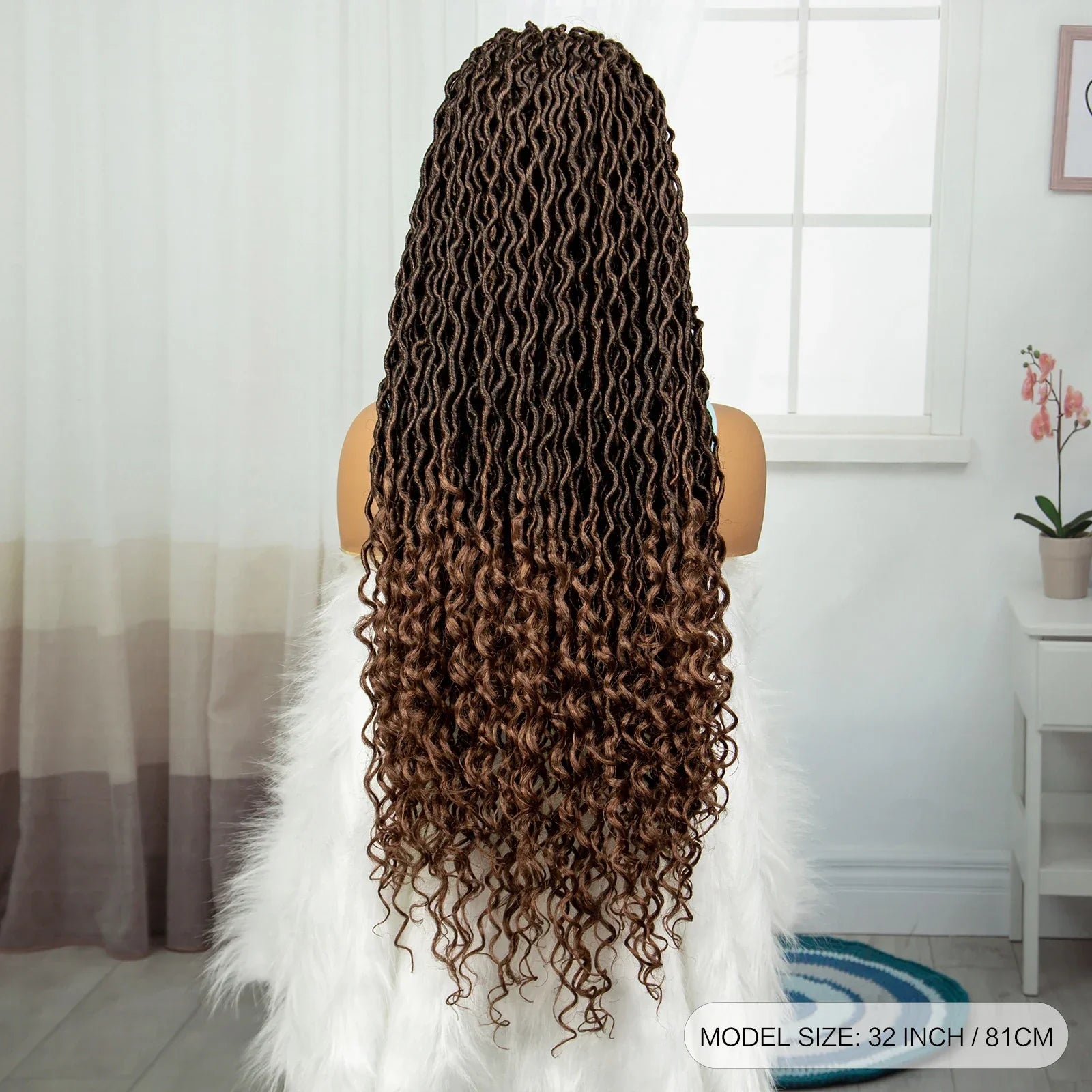 32" Water Wave Dreadlocks & Knotless Braids Wig | Lace Front | Baby Hair