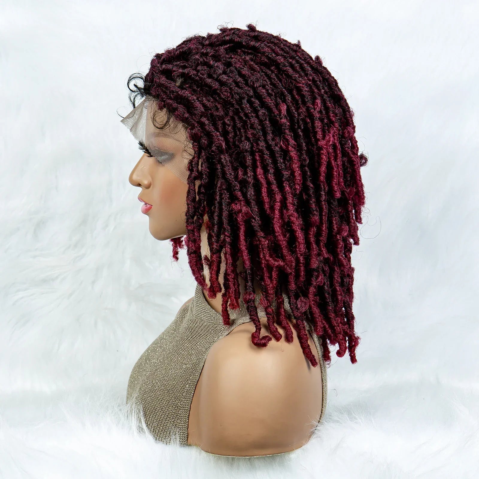 16" Short Knotless Butterfly Locs Wig | Synthetic Lace Front