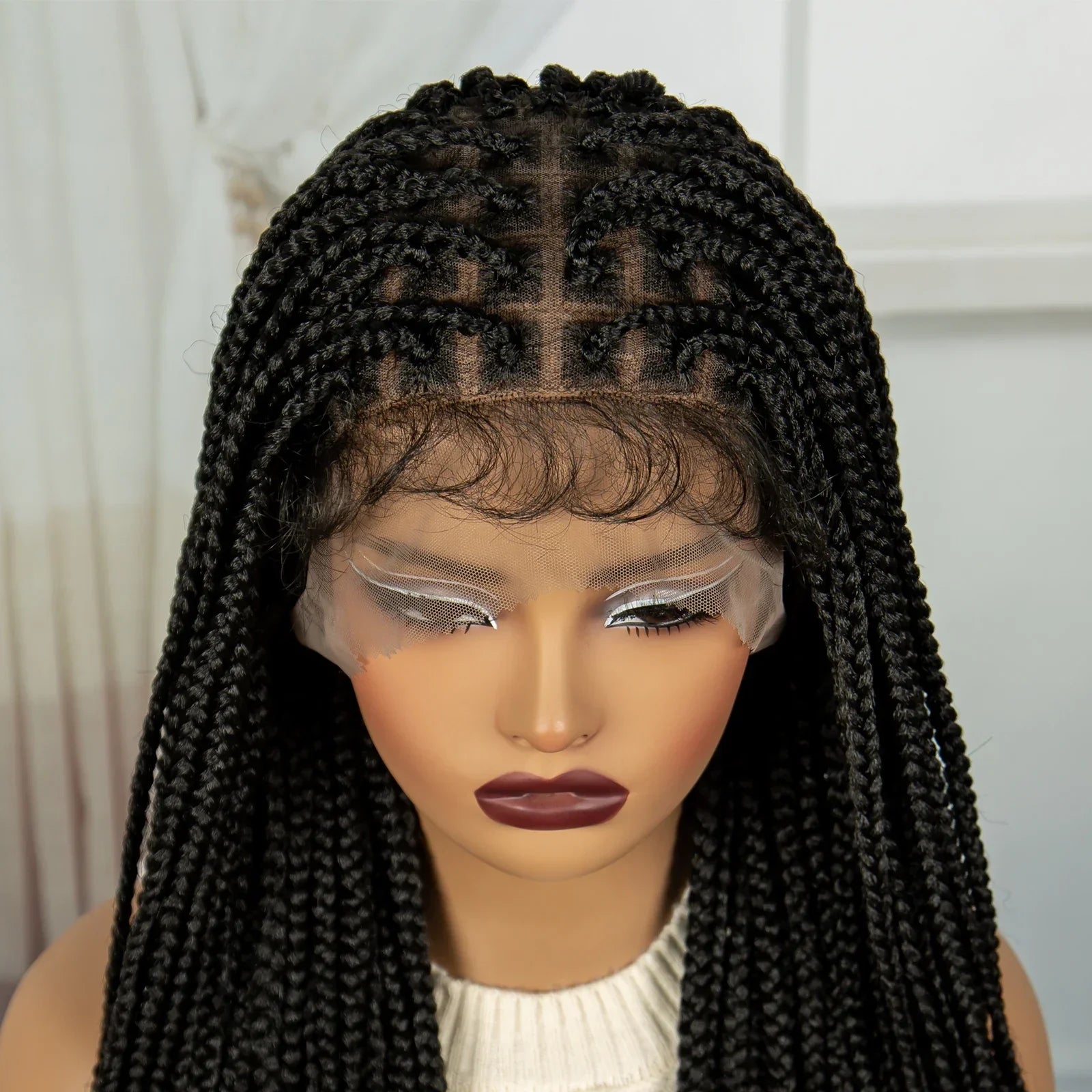 34" HD Boho Box Braids Wig | Curly Ends | Full Lace | Baby Hair