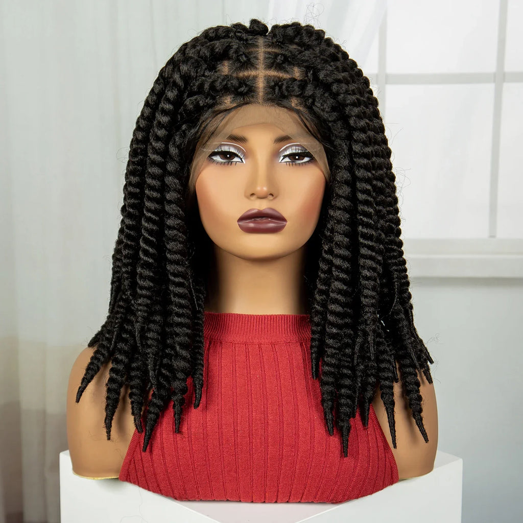 16" Twist Knotless Braids Wig | HD Full Lace | Baby Hair | Natural Look
