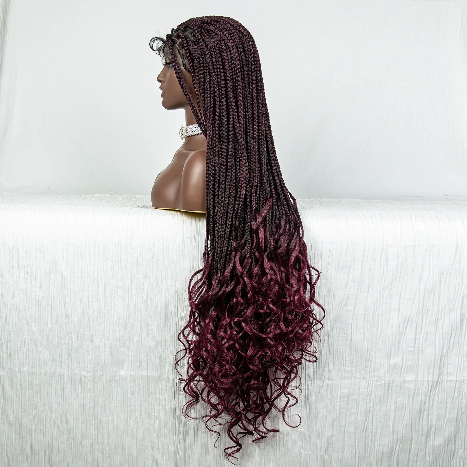 36" Water Wave Braided Wig | Lace Front | Baby Hair | Long Braids