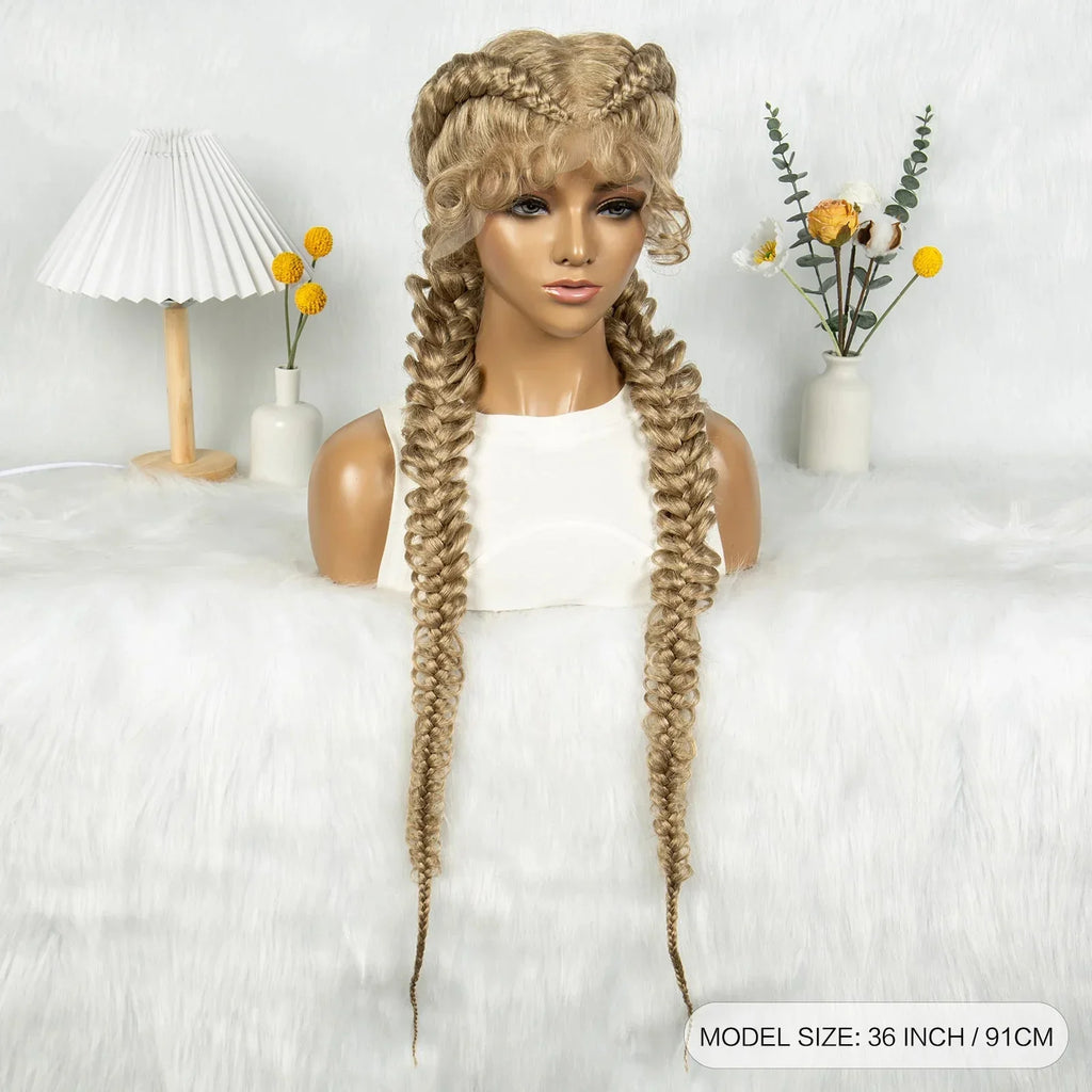 36" Twisted Braids Lace Front Wig | 13x1 | Senegalese Twist | Baby Hair | Handmade Synthetic Braids