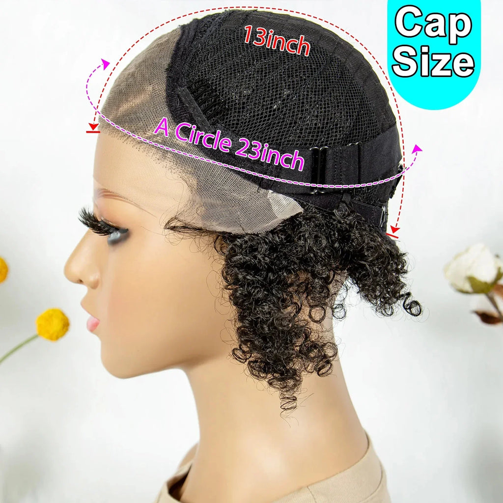 8" Afro Kinky Curly Bob Braided Wig | 13x4 Lace Frontal | Half Cornrows | Synthetic Braids for Black Women