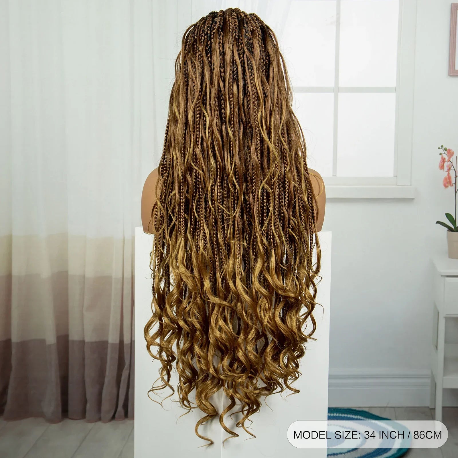 34" Boho Knotless Box Braids Wig | HD Full Lace | Ombre Twist | Baby Hair