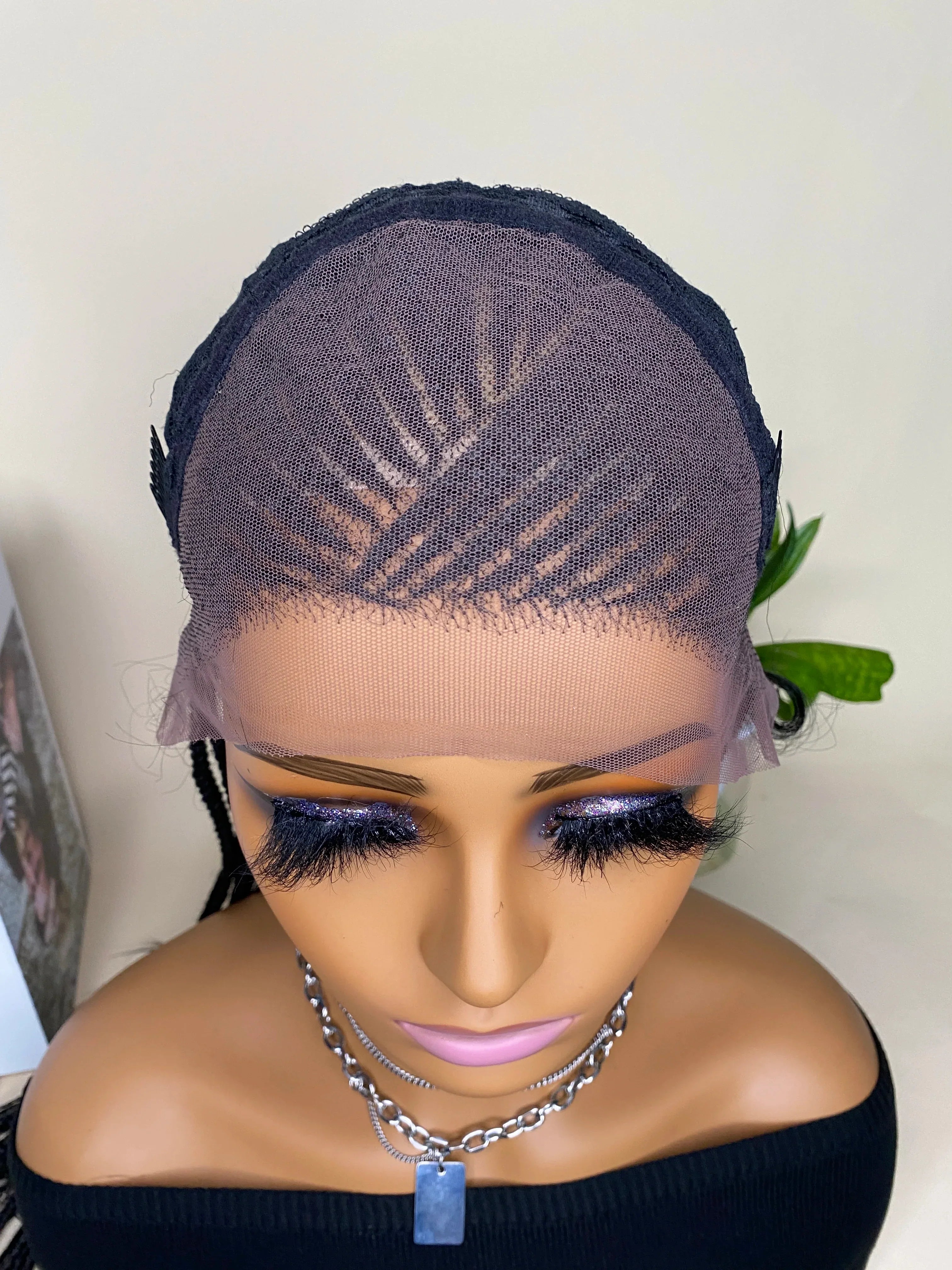 28 Inch Lace Front Cornrow Wig | Hand Braided Box Braids | Synthetic Hair | With Baby Hair