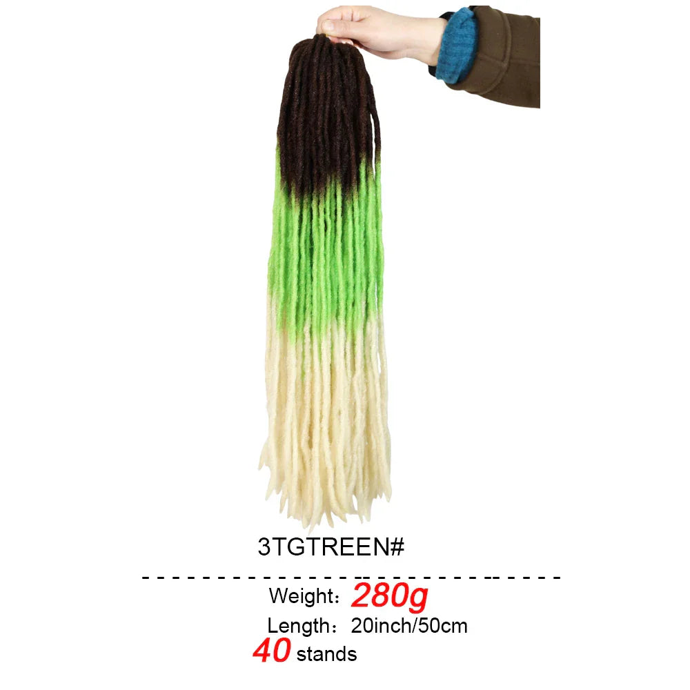 20-Inch Ombre Soft Dreadlocks Crochet Hair | Straight Synthetic Faux Locs for Black Women (Kanekalon Fiber)