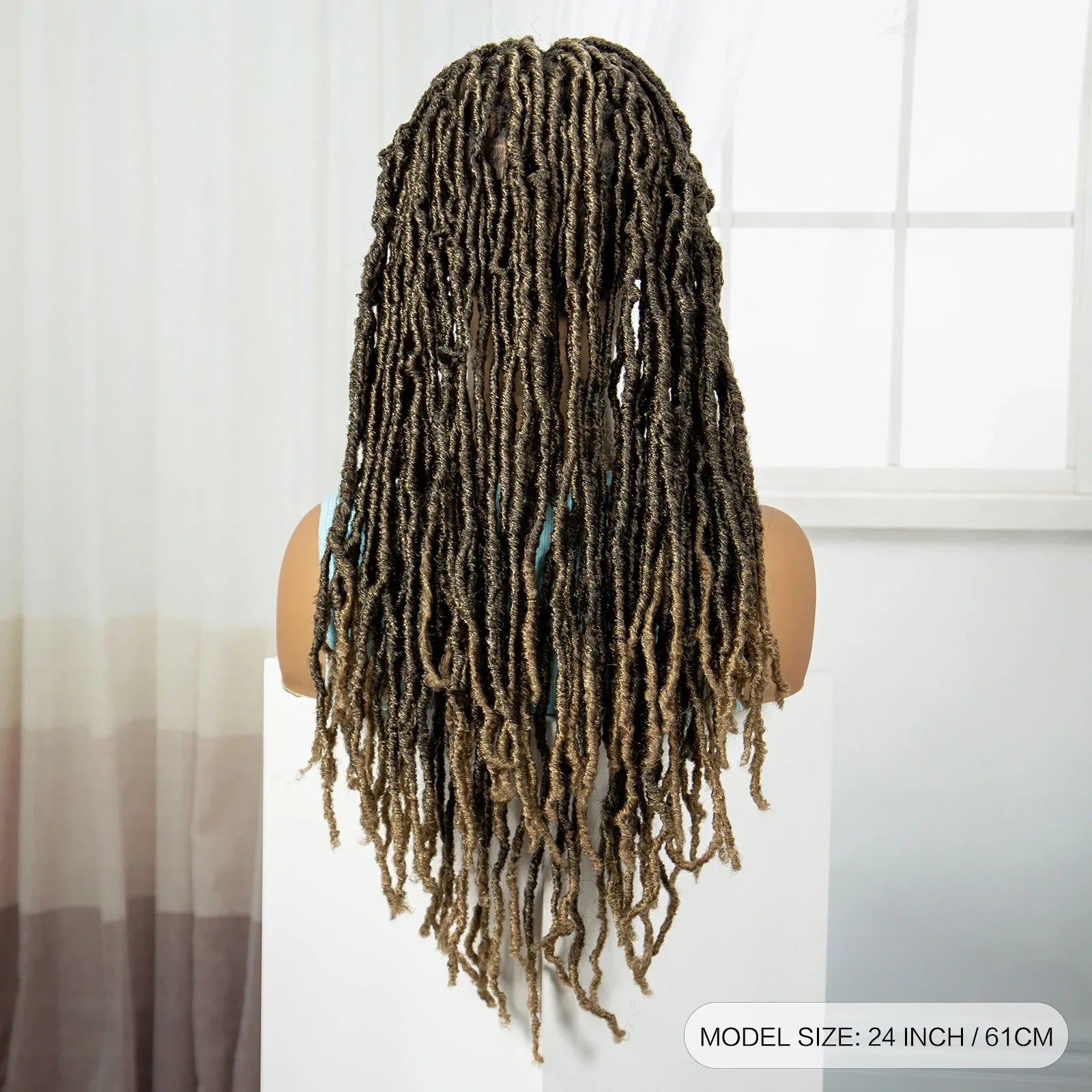 24" Knotless Box Locs Braided Wig | Full Lace Frontal Dreadlock Style