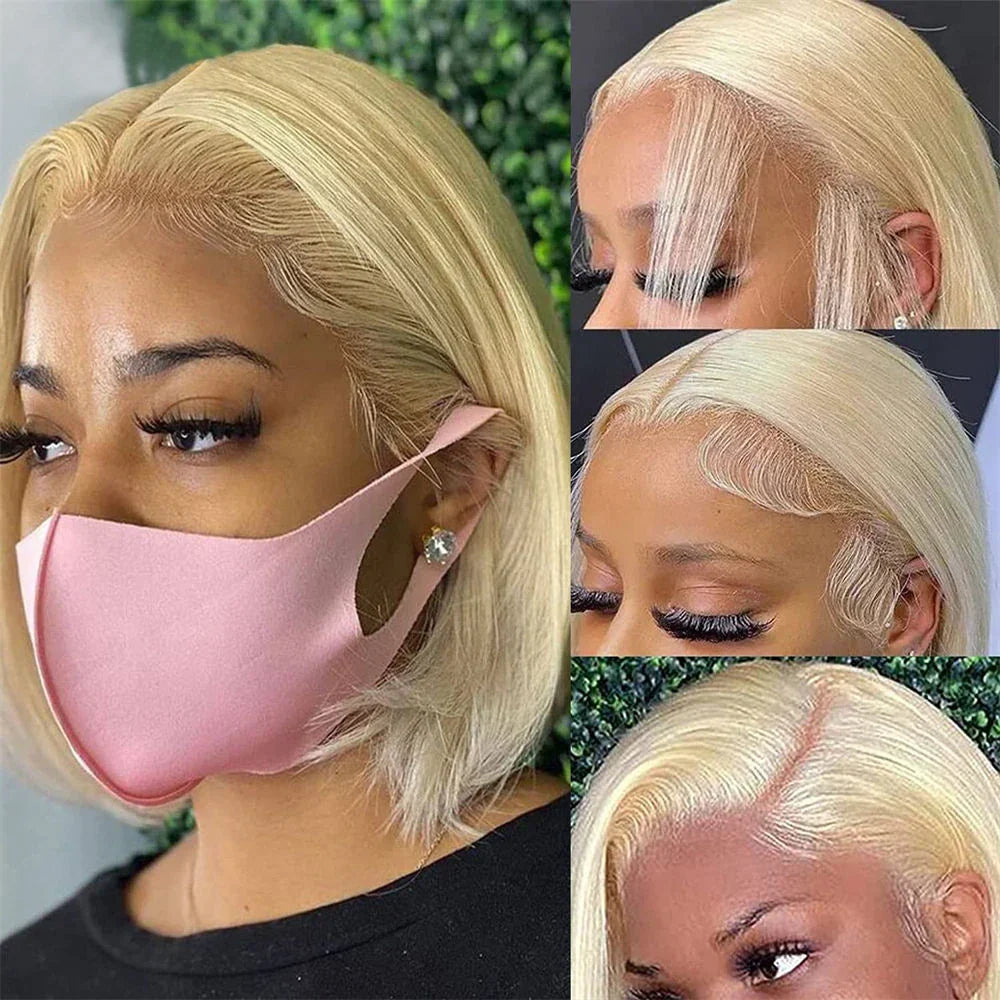 613 Honey Blonde Bob Lace Front Human Hair Wigs 13x4 Remy Brazilian Straight Short Bob 10 14 Inch