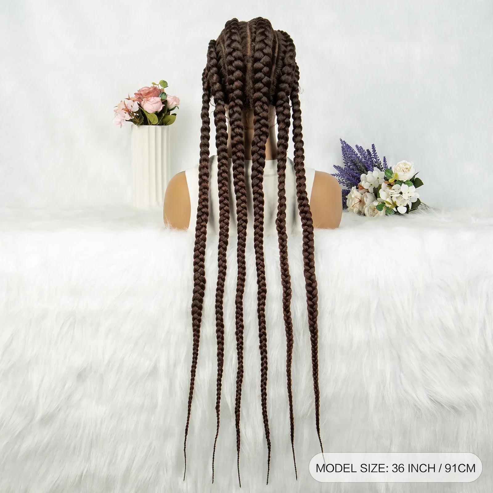 36" Blonde Knotless Box & Cornrow Braids Wig | Lace Front