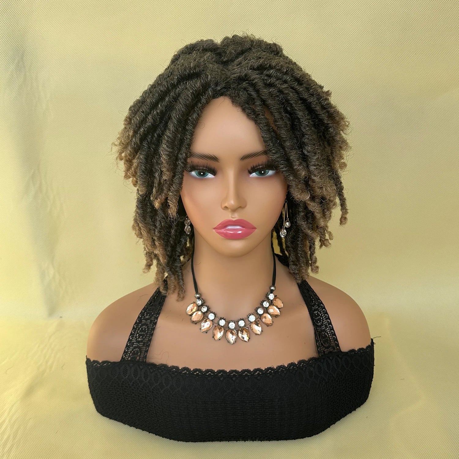 Afro Bob Faux Locs Wig | Crochet Twist Braids | Short Dreadlocks Wig | Synthetic Braided Wig