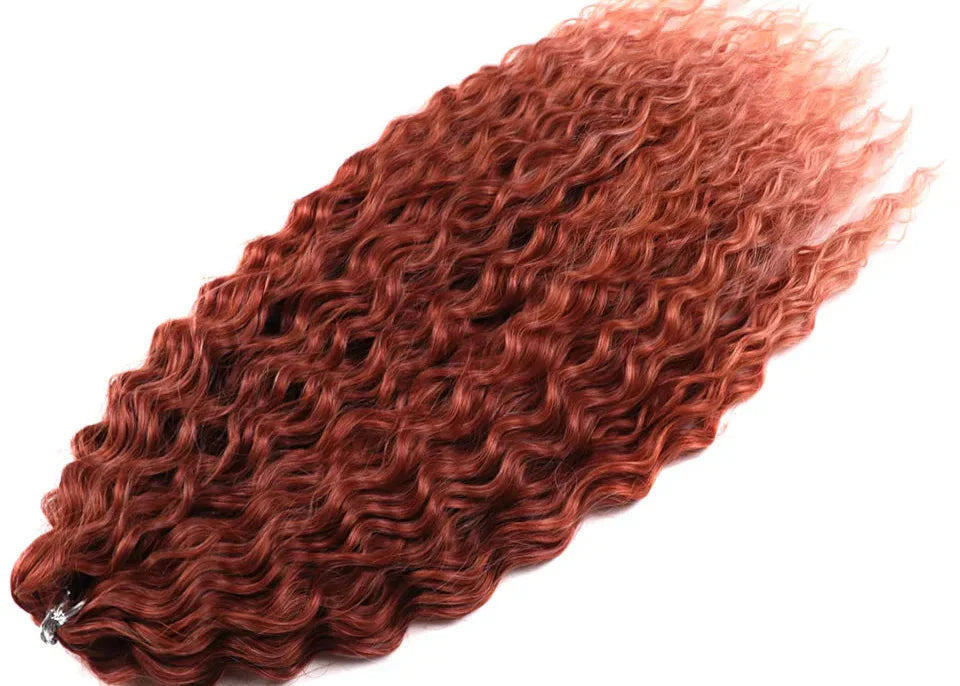 24" Water Wave Crochet Hair | Ombre Blonde Brown | Curly Twist Braids | Synthetic Braiding Hair Extensions | 60 Strands