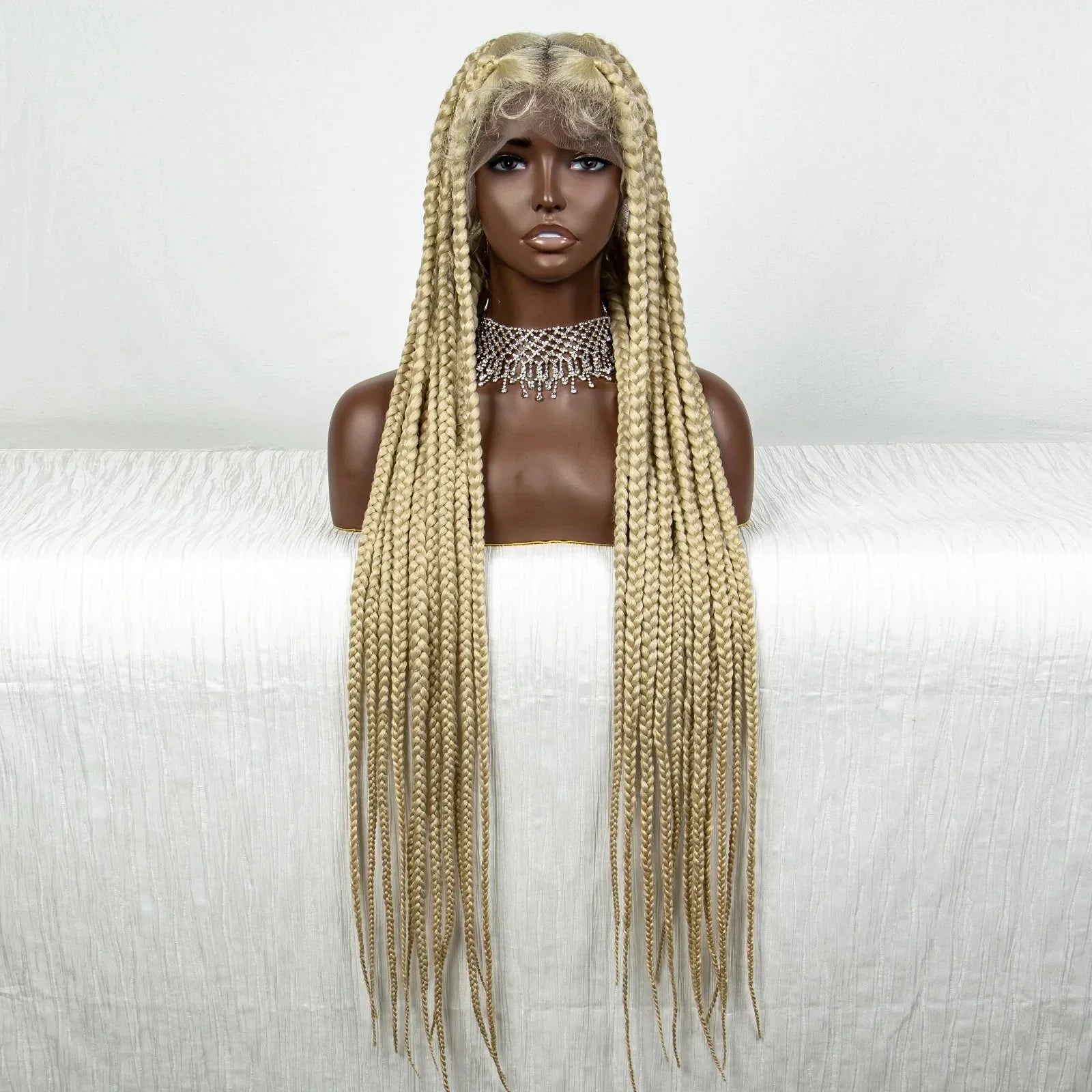 36" Purple Knotless Box Braids Wig | Transparent Full Lace | Baby Hair | Synthetic