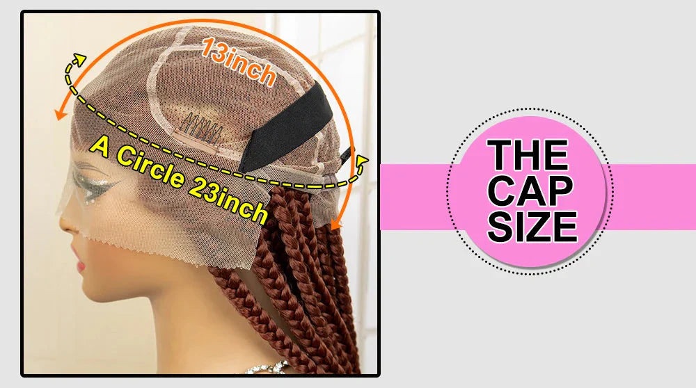 36" Big Knotless Box Braided Full Lace Wig | Cornrow Braiding Wig | Baby Hair | Synthetic Braids | For Women