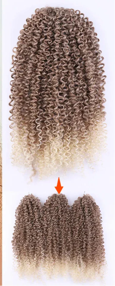 200g 3-Pack Ombre Brown Afro Kinky Curly Crochet Hair | 18 Inch | Passion Twist Extensions