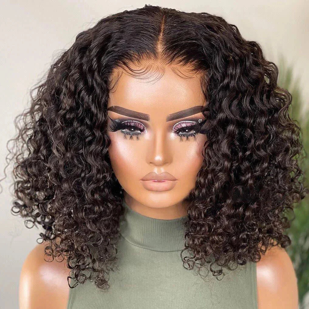 12A Water Wave Bob Wig | Glueless Lace Front Wig | Brazilian Remy Hair | Pre-Plucked